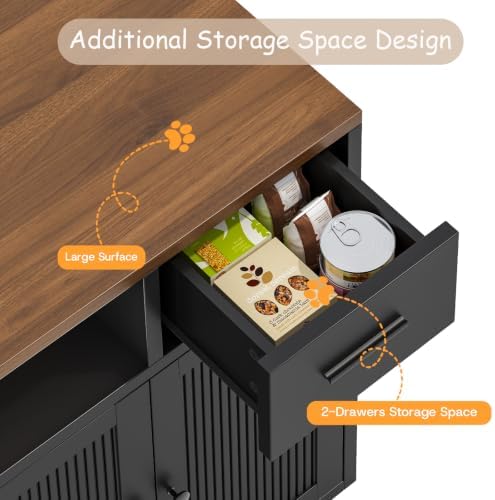 58" Cat Litter Box Enclosure for 2 Cats, Double Litter Box Furniture - Image 6