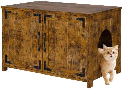 IRONCK 31.5 in Wooden Cat Litter Box Enclosure by IRONCK
