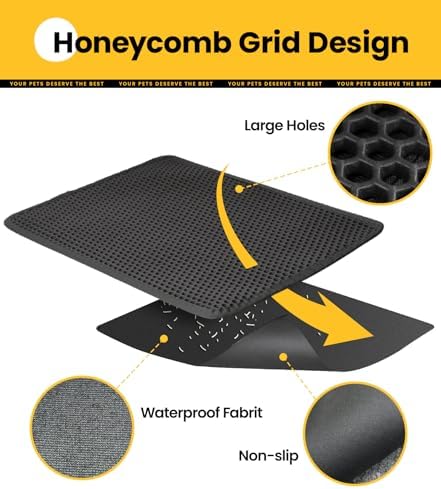 Cat Litter Trapping Mat, Hexagon Grids & Anti-Leak Base, Machine Washable - Image 4