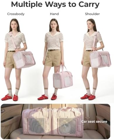 BAGSMART Double Cat Carrier for 2 Cats, Large Soft Pet Carriers for Travel - Image 6