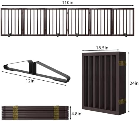 Freestanding Pet Gate 55-110" Extre Wide, Foldable Dog Gate - Image 6