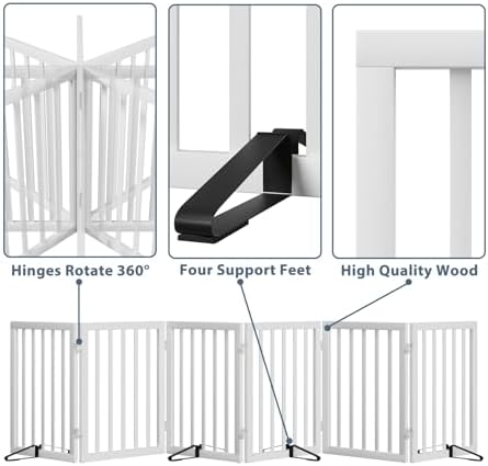 Dog Gates for Doorways Extra Wide 110inches, Wooden Freestanding Pet Gates for - Image 4