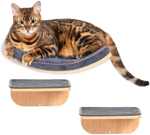 Cat Wall Shelves for Cat Wall Steps, Wooden Floating Modern Mounted Space by SOJILET