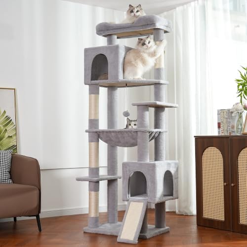 XXL Cat Tree Tower 70”with Oversized Bed, 2 Condos - Image 6