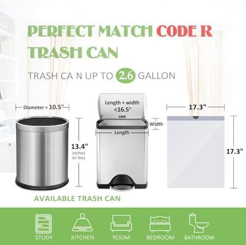 Teivio 2.6 Gallon 80 Counts Mini Small Drawstring Trash Bags Garbage Bags - Image 2