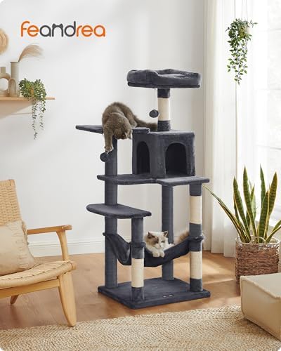 Feandrea Cat Tree, 54.2-Inch Cat Tower, Smoky Gray - Image 2