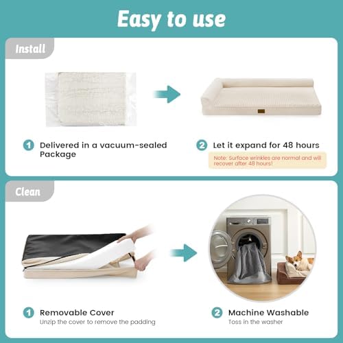 COZY KISS Orthopedic Dog Bed for Extra Large Dogs, L Shaped XXL 48x35 inch - Image 6
