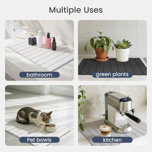 Meowoo Foldable Stone Bath Mat, 23.6"x15.3" Diatomaceous Earth Mat - Image 7