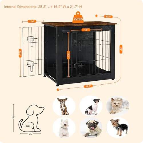 DWANTON 27" Dog Crate Furniture, Dog Kennel Indoor, - Image 3