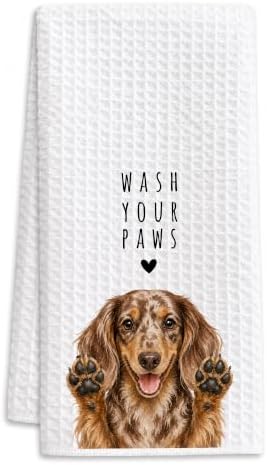 Dapple Doxie Kitchen Towel, Hand Towel, Dachshund Gifts by Buildinest
