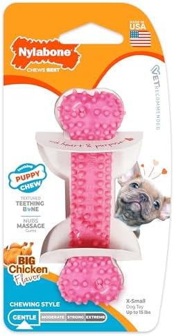 Nylabone Puppy Chew Pink Textured Teething Dog Bone by Nylabone