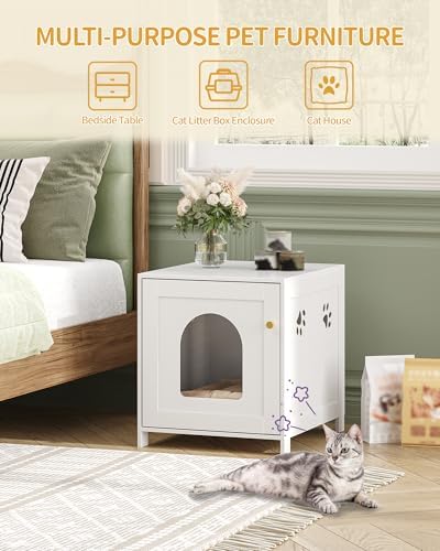Hzuaneri Cat Litter Box Enclosure, 21 inches Hidden Litter Box Furniture - Image 4