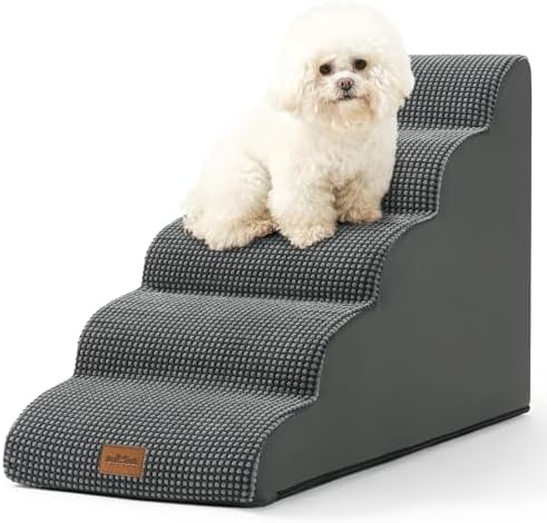 COZY KISS Wide Dog Stair for Small Dog 22.6" H, 5 Step Pet Ramp for Bed by COZYKISS