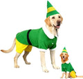Dog Elf Christmas Outfit with Cap, Funny Party Cosplay Winter Warm Dogs Christmas Outfit (Green, X-Large) by Hladce