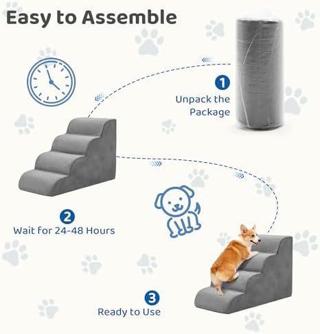 DUMOS Dog Stairs for Small Dogs and Cats, 4-Step Curved Pet Dog Steps - Image 6