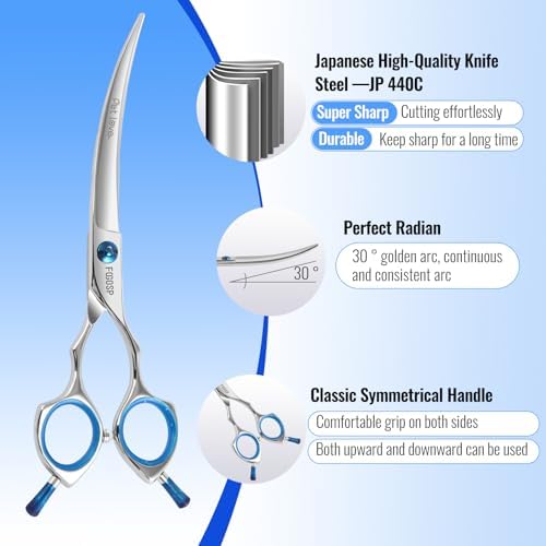 Curved Dog Grooming Scissors 6.5 in Small Curve Shears - Image 2