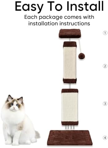 Cat Scratching Post for Indoor Cats, 32Inch Sisal Cat Scratcher - Image 4