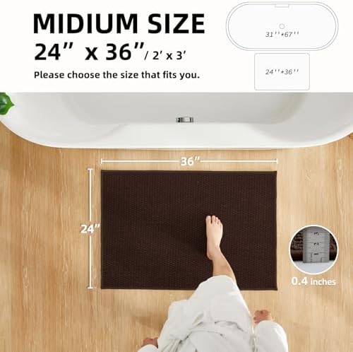 TYUU Bathroom Rugs Non Slip Washable, Super Absorbent Thin Bath Mat Quick Dry - Image 2