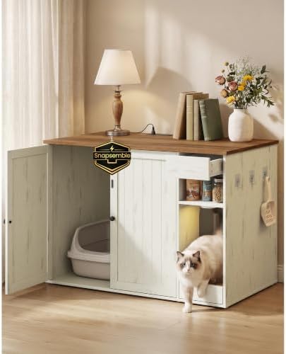 SONGMICS HOME Cat Litter Box Enclosure, Hidden Furniture by SONGMICSHOME