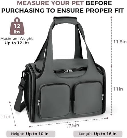 Dog Cat Carrier Airline Approved Collapsible Soft-Sided Pet Travel Bag - Image 2
