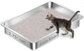 Low Entry Stainless Steel Cat Litter Box by Amibud
