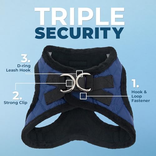 Voyager Step-in Plush Dog Vest Harness -Royal Blue Faux Leather - Image 5