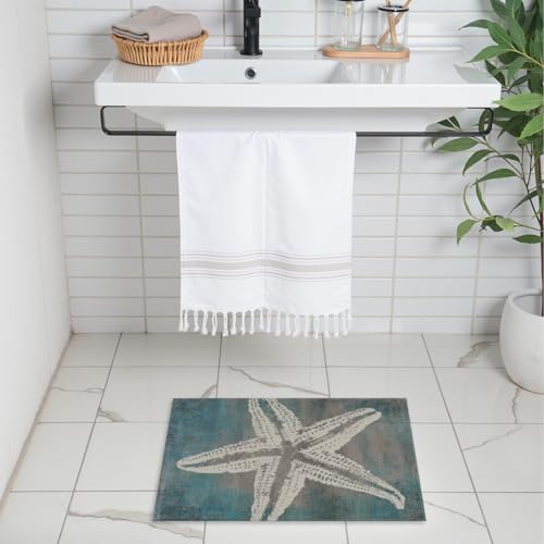 Giwawa Vintage Starfish Bath Rug Coastal Beachy Nautical Bathtub Mat Extra Soft - Image 2
