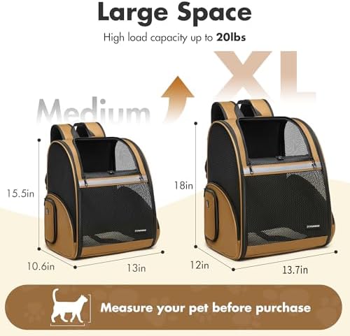 Pet Backpack Carrier, Large Cat Carrier Backpack Up to 20 Lbs - Image 2