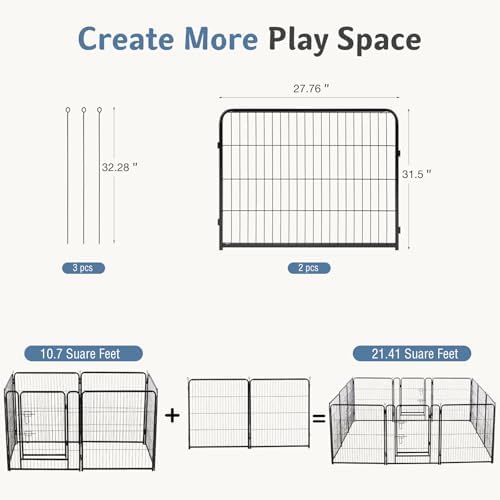 DUMOS Dog Playpen 32 Inch 2 Panels Indoor Outdoor Metal Pet Fence - Image 5