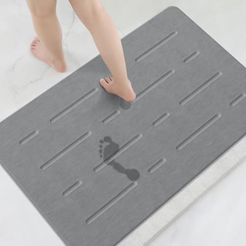 OTHWAY Large Stone Bath Mat, Long Non-Slip Diatomite Hard Stone Shower Mat by OTHWAY