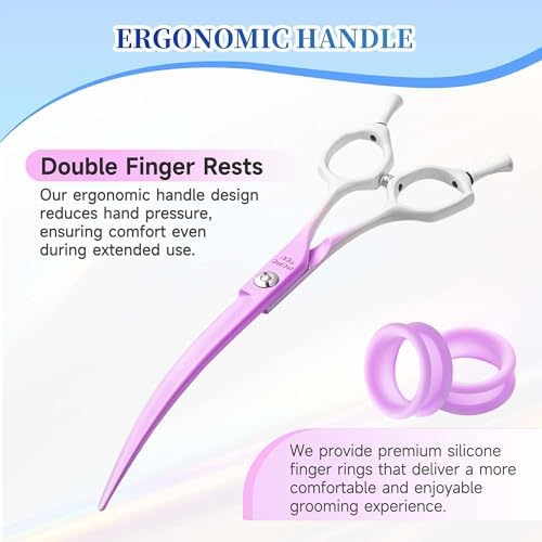 7'' Curved Dog Grooming Scissors Violet to White Gradient - Image 6