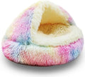 ShinHye Cat Bed Round Plush Fluffy Hooded Cave by ShinHye
