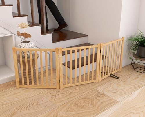 YOCAN Non-Painted Wooden Freestanding Dog Gates - Image 2