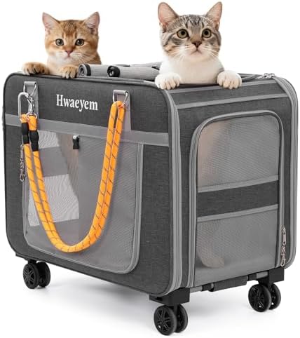 Rolling Extra Large Pet Cat Carrier by HWAEYEM
