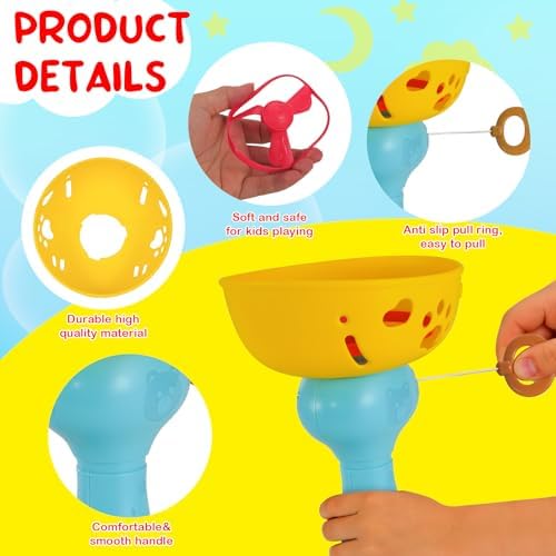 Outdoor Flying Disc Launcher Toys Set Pull-String Launchers Flying Toys Summer - Image 3
