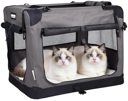 JESPET 3 Door Soft Dog Crates Kennel, Collapsible Travel Pet Carrier by JESPET