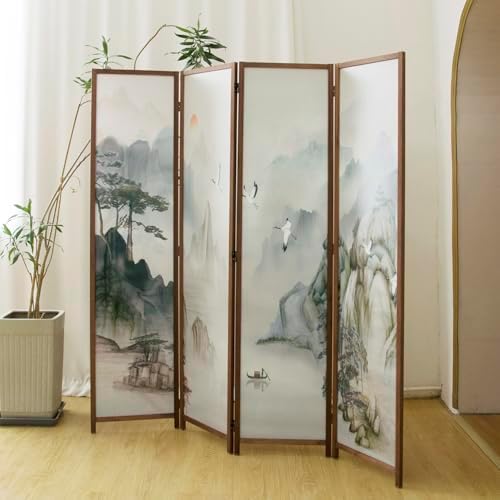 4 Panel Room Divider, 5.6 ft Tall Blackout Folding Privacy Screen - Image 2
