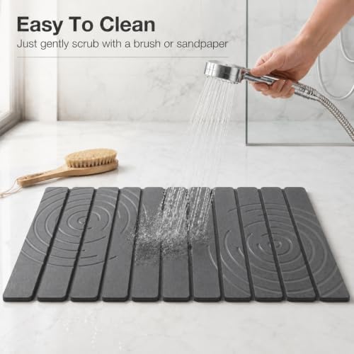 Foldable Stone Bath Mat, Non Slip Large Diatomaceous Shower Mat, Super - Image 5