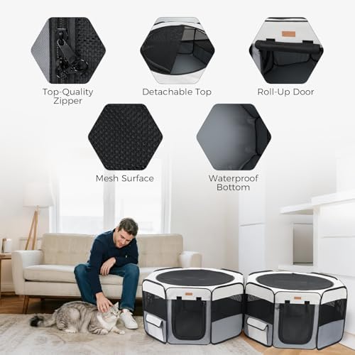 Lekereise 2-in-1 Large Cat Playpen, Dog Playpen Indoor Outdoor - Image 6
