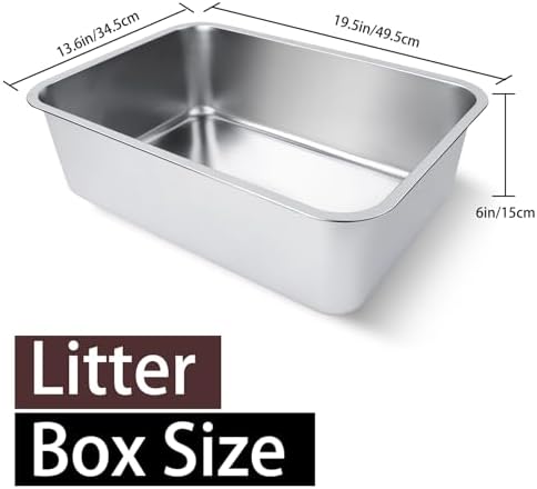 Stainless Steel Cat Litter Box 19.5"x13.6"x6" - Image 2