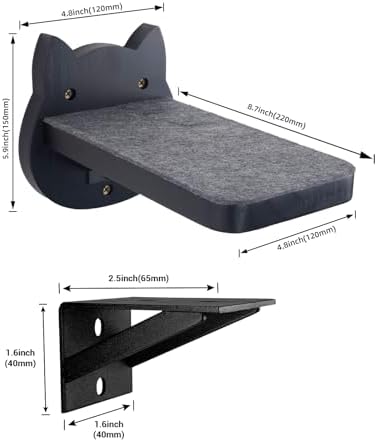 ESPETS Black Painted Solid Wood Cat Wall Climbing Steps - Image 3
