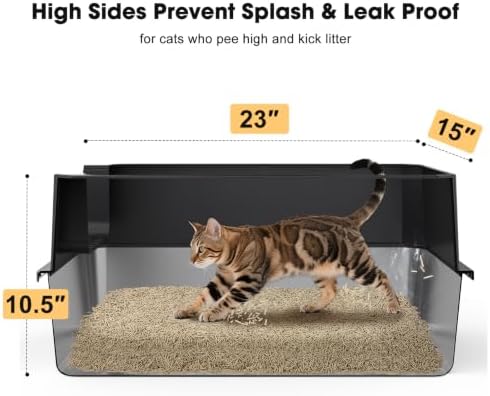 FURTIME Stainless Steel Cat Litter Box, Extra Large Cats Metal Litter Box - Image 3