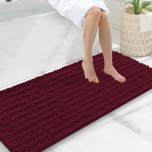 Smiry Bathroom Rugs 47X20, Extra Soft Rubber Backing Chenille Bath Mats by Smiry