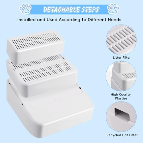 3 Step Litter Box Ramp Adjustable Detachable Litter Box Step - Image 3