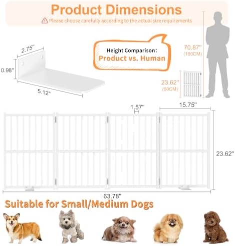 Snughome Dog Gate Indoor, 23.62" H Freestanding Short Dog Door Gates - Image 3