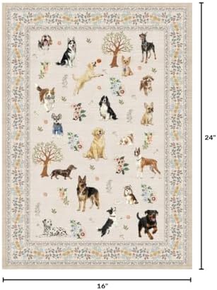 24x17 Inch Door Mat Indoor Entrance, Dog Rug Non Slip Beige - Image 2