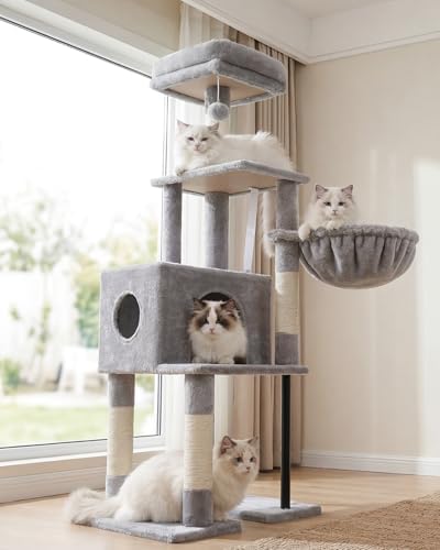 Heybly Cat Tree with Toy, 49.2 inch Cat Tower by HEYBLY