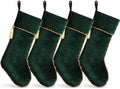 Green Christmas Stockings 4 Pack 20 Inch Large, Velvet by Ugiftcorner