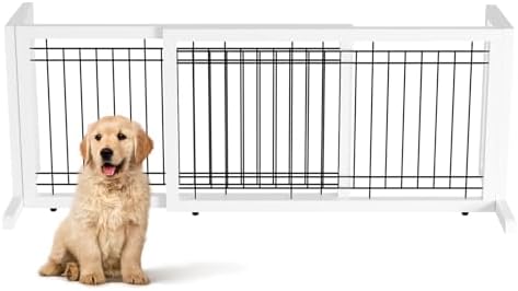 Bonnlo Free Standing Dog Gate, Wooden Adjustable Pet Fence Indoor, Christmas by Bonnlo