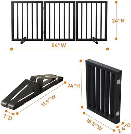 Black 18-55" Foldable Pet Gate for Stairs & Doorways, Puppy Gate Fence - Image 5